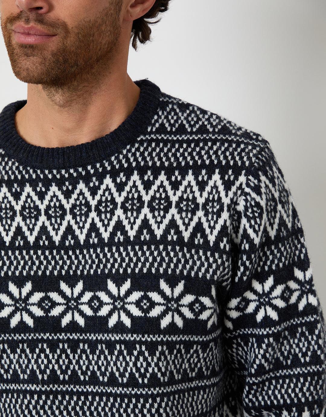 Navy Christmas Fairisle Crew Neck Jumper