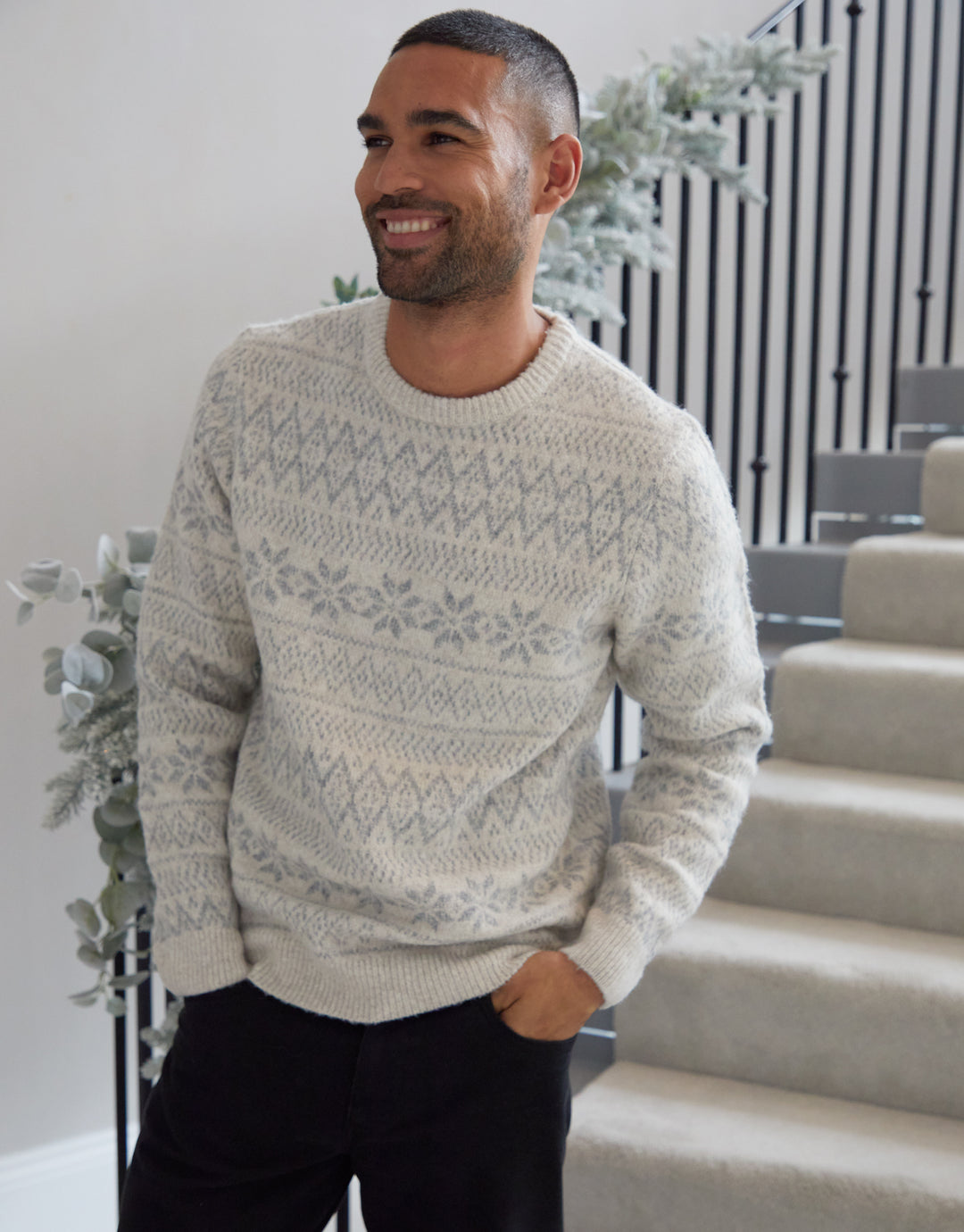 Ecru Christmas Fairisle Crew Neck Jumper