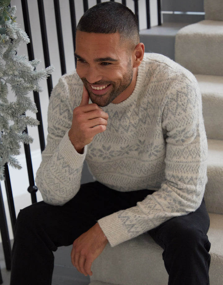 Ecru Christmas Fairisle Crew Neck Jumper