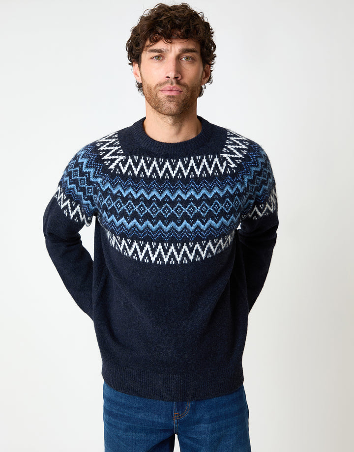 Navy Raglan Fairisle Christmas Jumper