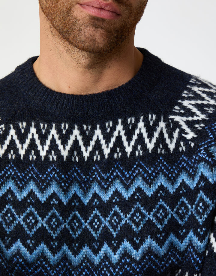 Navy Raglan Fairisle Christmas Jumper