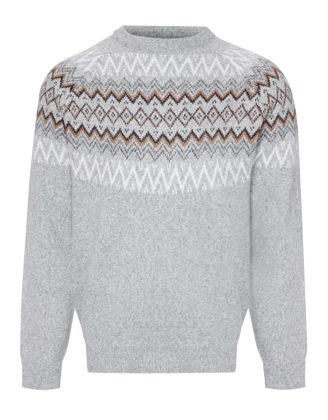 Grey Marl Raglan Fairisle Christmas Jumper