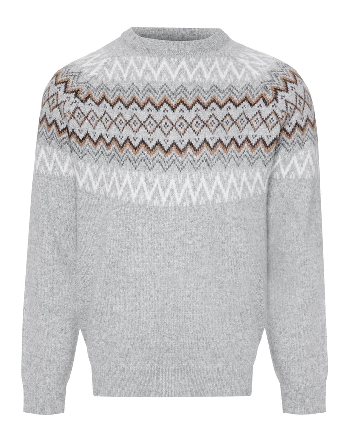 Grey Marl Raglan Fairisle Christmas Jumper