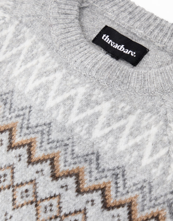 Grey Marl Raglan Fairisle Christmas Jumper