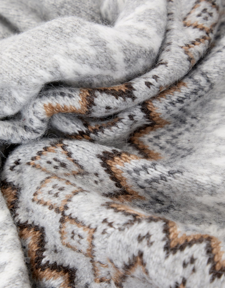 Grey Marl Raglan Fairisle Christmas Jumper