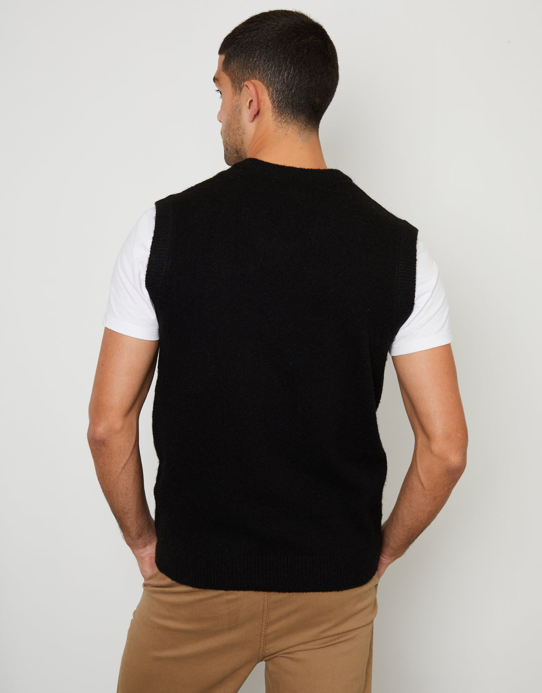 Black V-Neck Knitted Vest