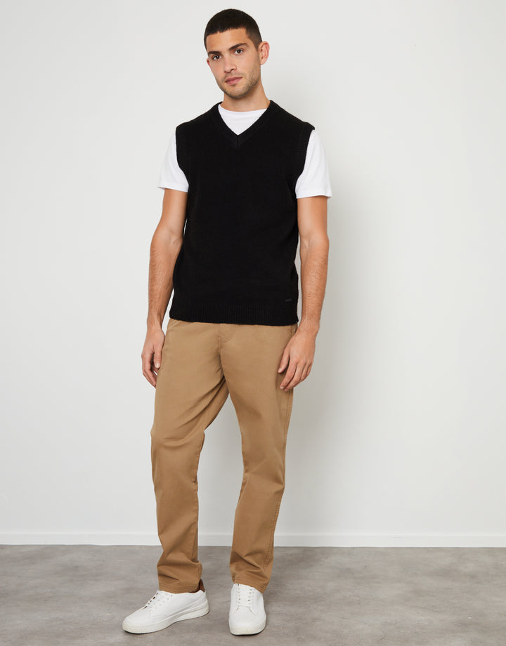 Black V-Neck Knitted Vest