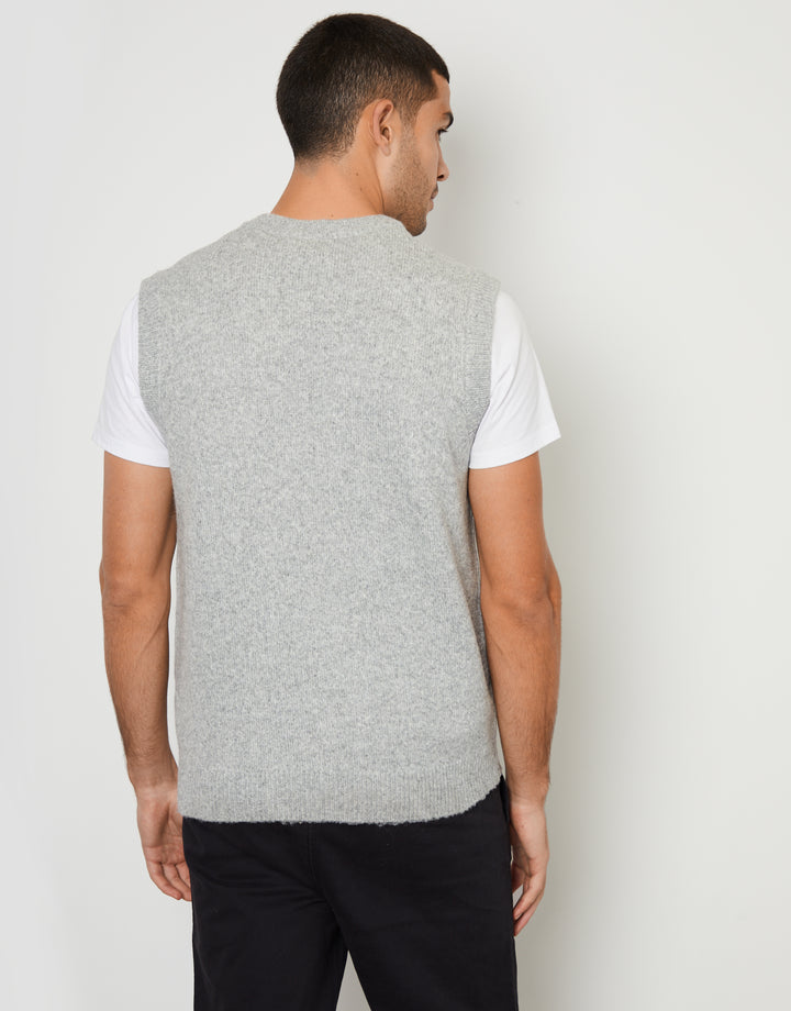Grey Marl V-Neck Knitted Vest