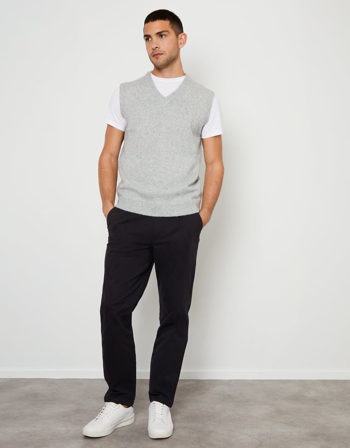 Grey Marl V-Neck Knitted Vest