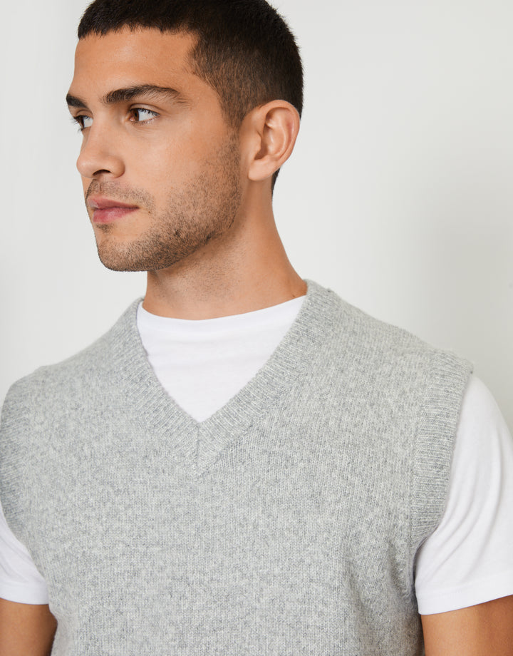 Grey Marl V-Neck Knitted Vest