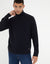 Navy Cable Knit Roll Neck Jumper