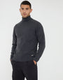 Charcoal Grey Marl Cable Knit Roll Neck Jumper