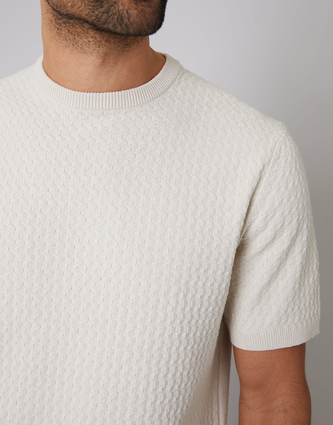 Threadbare Men's Stone Textured Front Knitted T-Shirt