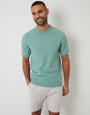 Sage Green Textured Front Knitted T-Shirt