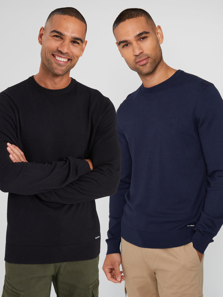 Navy & Black Crew Neck Knitted Jumpers (2 Pack)
