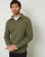 Olive Green Rib Panel Quarter Zip Jumper