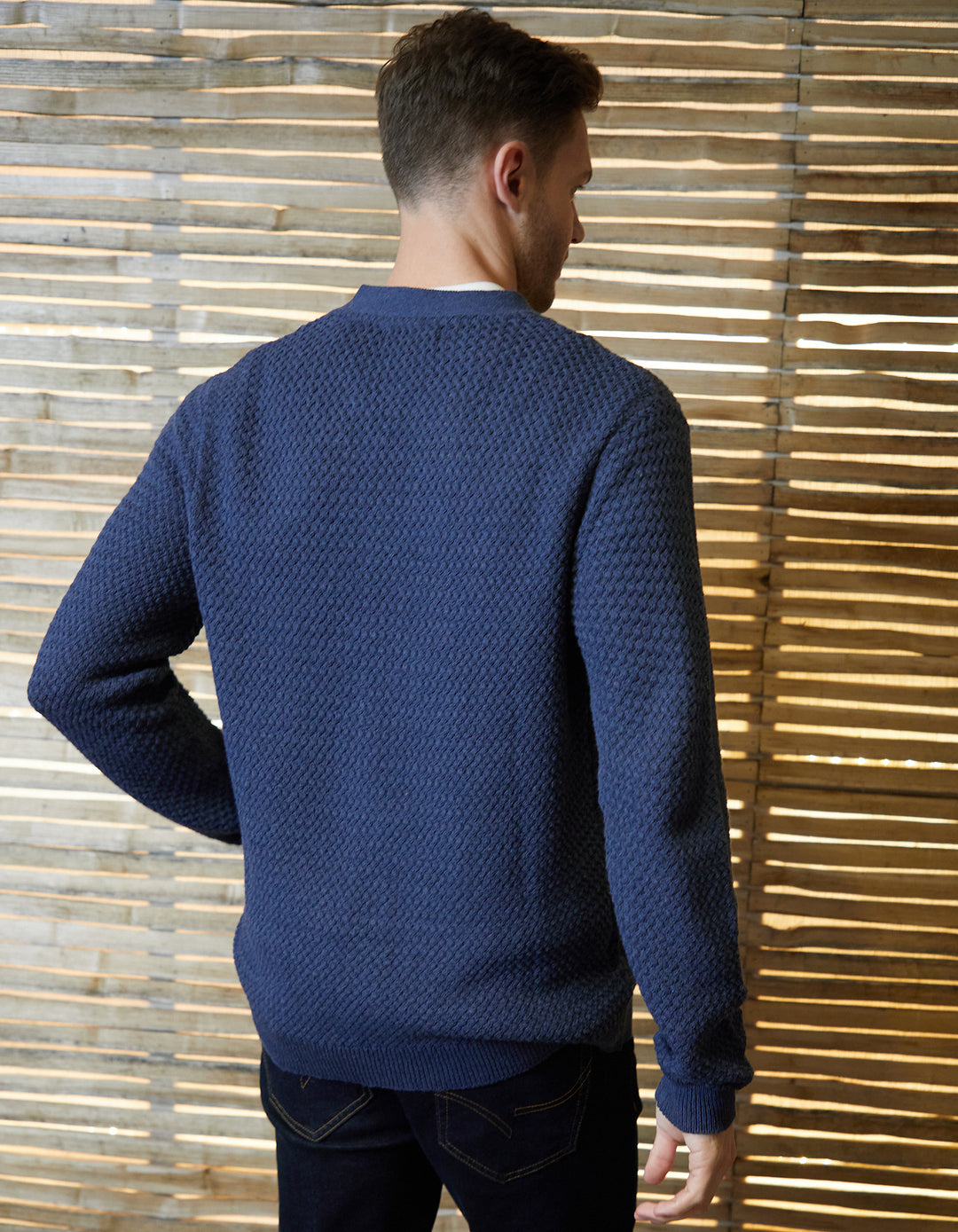 Denim Blue Basket Stitch Cardigan