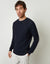 Navy Crochet Knit Crew Neck Jumper