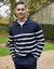 Navy Striped Knitted Quarter Zip Jumper