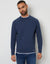 Denim Blue Textured Raglan Mock T-Shirt Crew Neck Jumper
