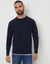 Navy Textured Raglan Mock T-Shirt Crew Neck Jumper