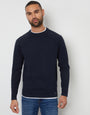 Navy Textured Raglan Mock T-Shirt Crew Neck Jumper