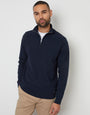 Navy Basket Stitch Mock T-Shirt Quarter Zip Jumper