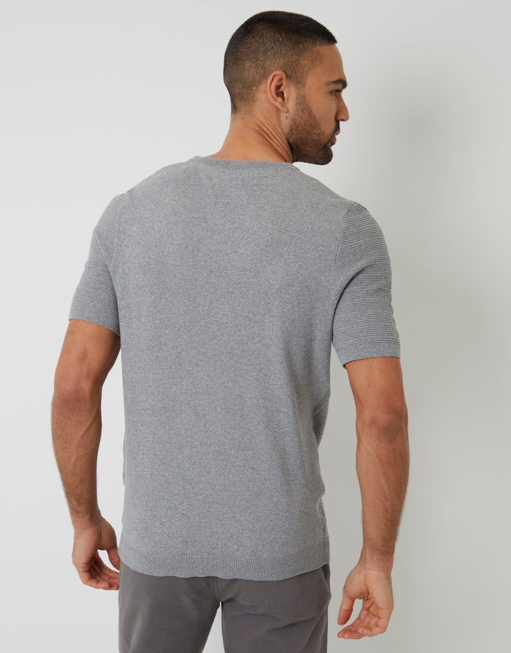 Grey Marl Textured Knitted T-Shirt