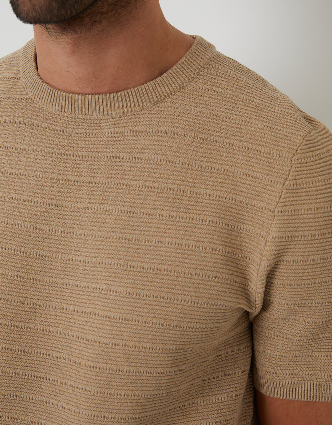 Brown Textured Knitted T-Shirt