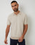 Beige Textured Stripe Knit Trophy Neck Polo