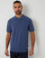 Denim Blue Textured Front Quarter Zip Knitted Polo
