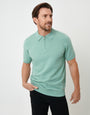 Sage Green Textured Front Quarter Zip Knitted Polo