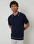 Navy Knitted Short Sleeve Polo