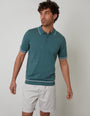 Dark Sage Green Knitted Short Sleeve Polo