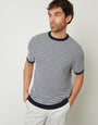 Navy Stripe Textured Knitted T-Shirt