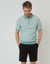 Sage Green Striped Textured Quarter Zip Knitted Polo