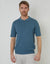 Blue Quarter Zip Textured Trim Knitted Polo