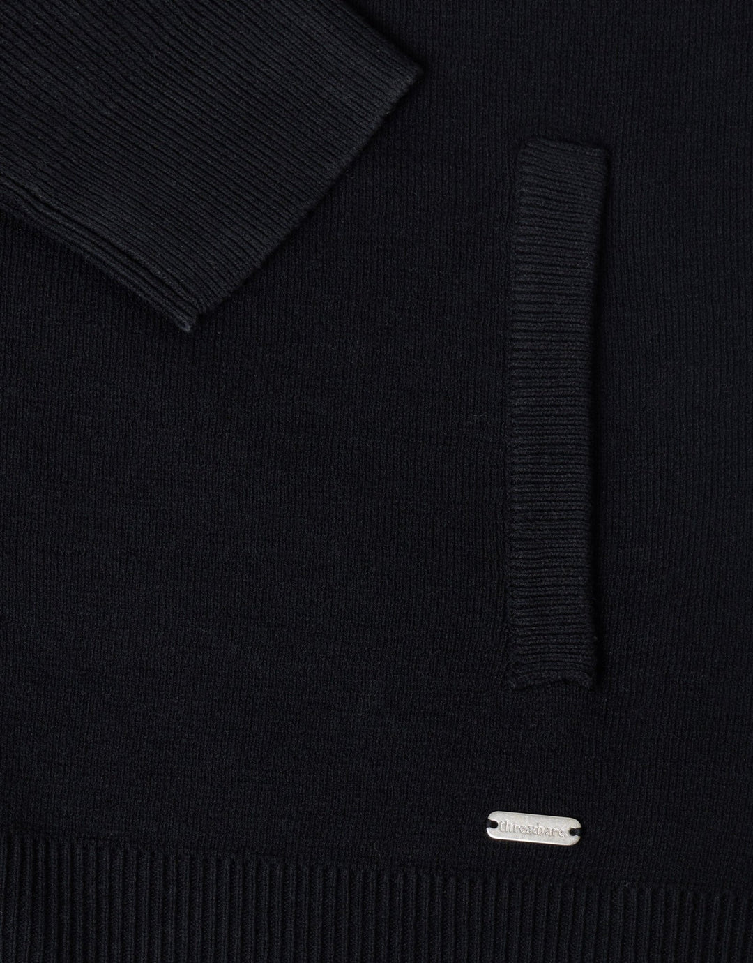 Threadbare Knitted Zip Up Funnel Neck Cardigan in Black - detail