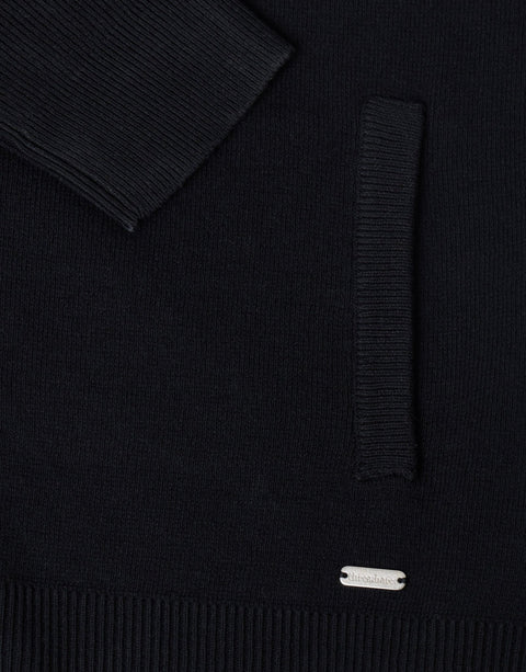 Threadbare Knitted Zip Up Funnel Neck Cardigan in Black - detail