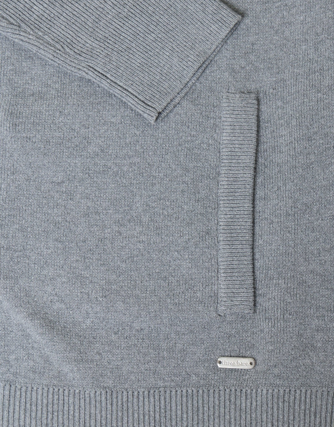 Threadbare Knitted Zip Up Funnel Neck Cardigan in Grey - detail