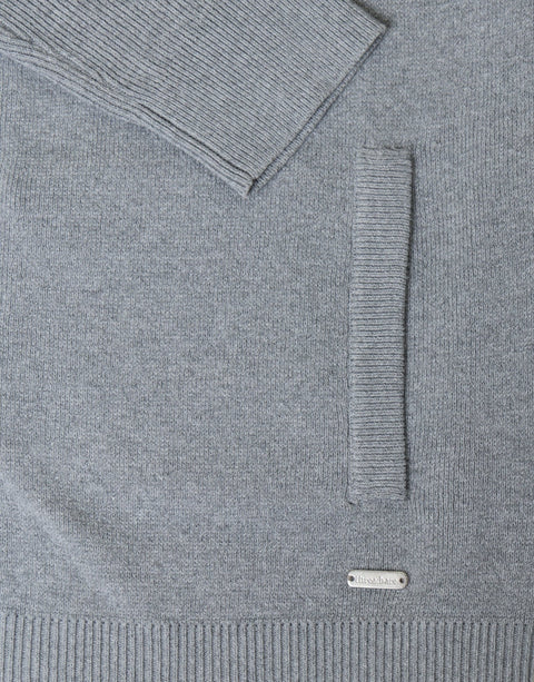 Threadbare Knitted Zip Up Funnel Neck Cardigan in Grey - detail