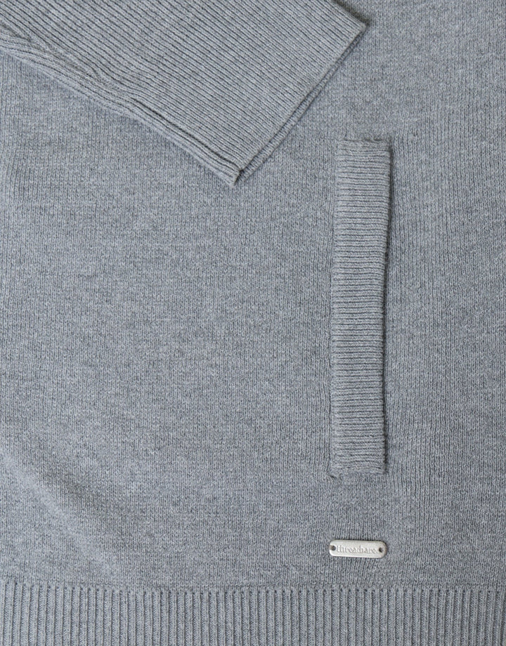 Threadbare Knitted Zip Up Funnel Neck Cardigan in Grey - detail