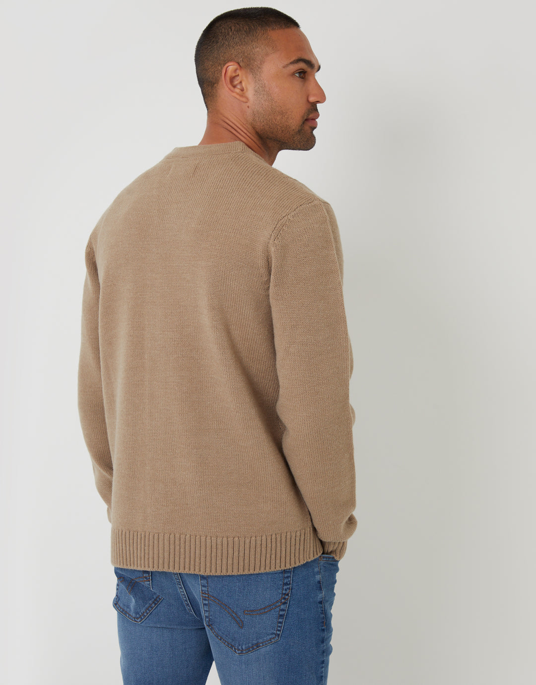 Taupe Cable Knit Detail V-Neck Cardigan