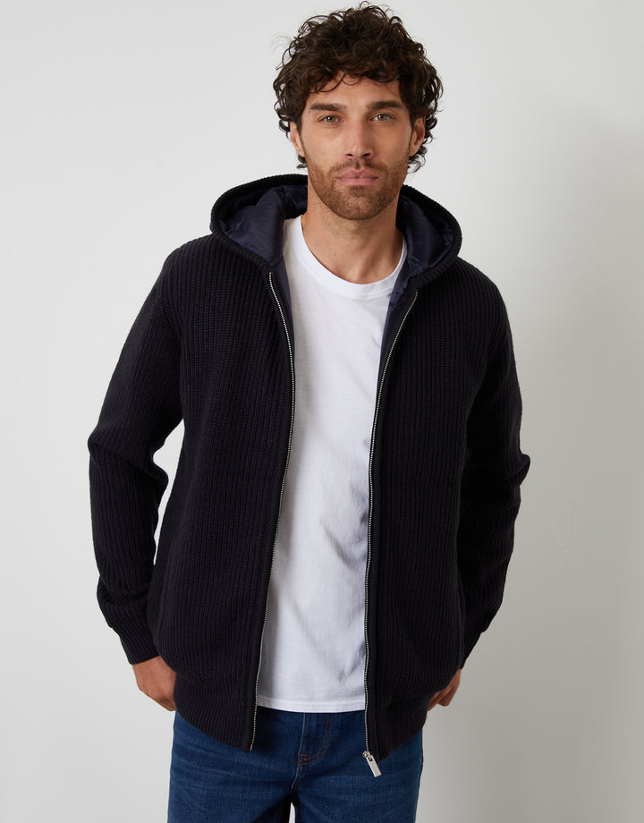 Navy Padded Knitted Jacket