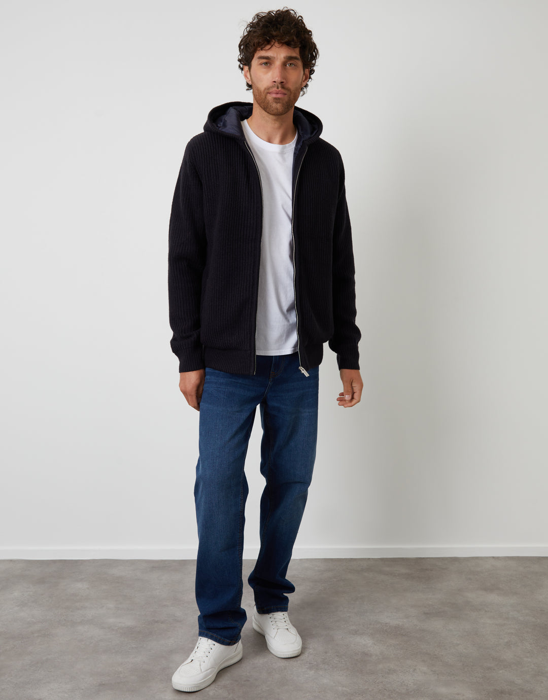 Navy Padded Knitted Jacket