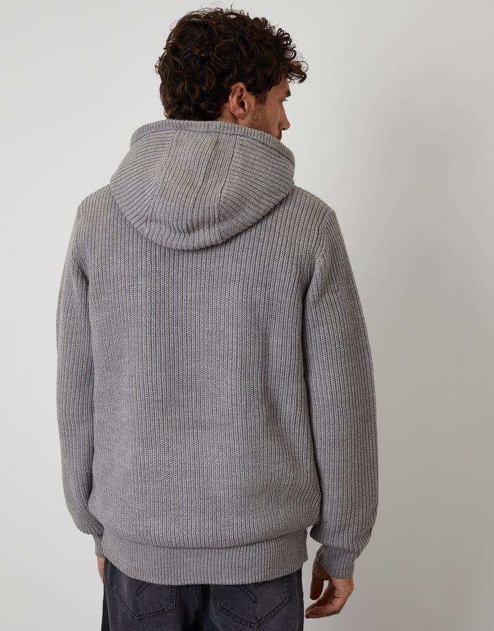 Grey Marl Padded Knitted Jacket