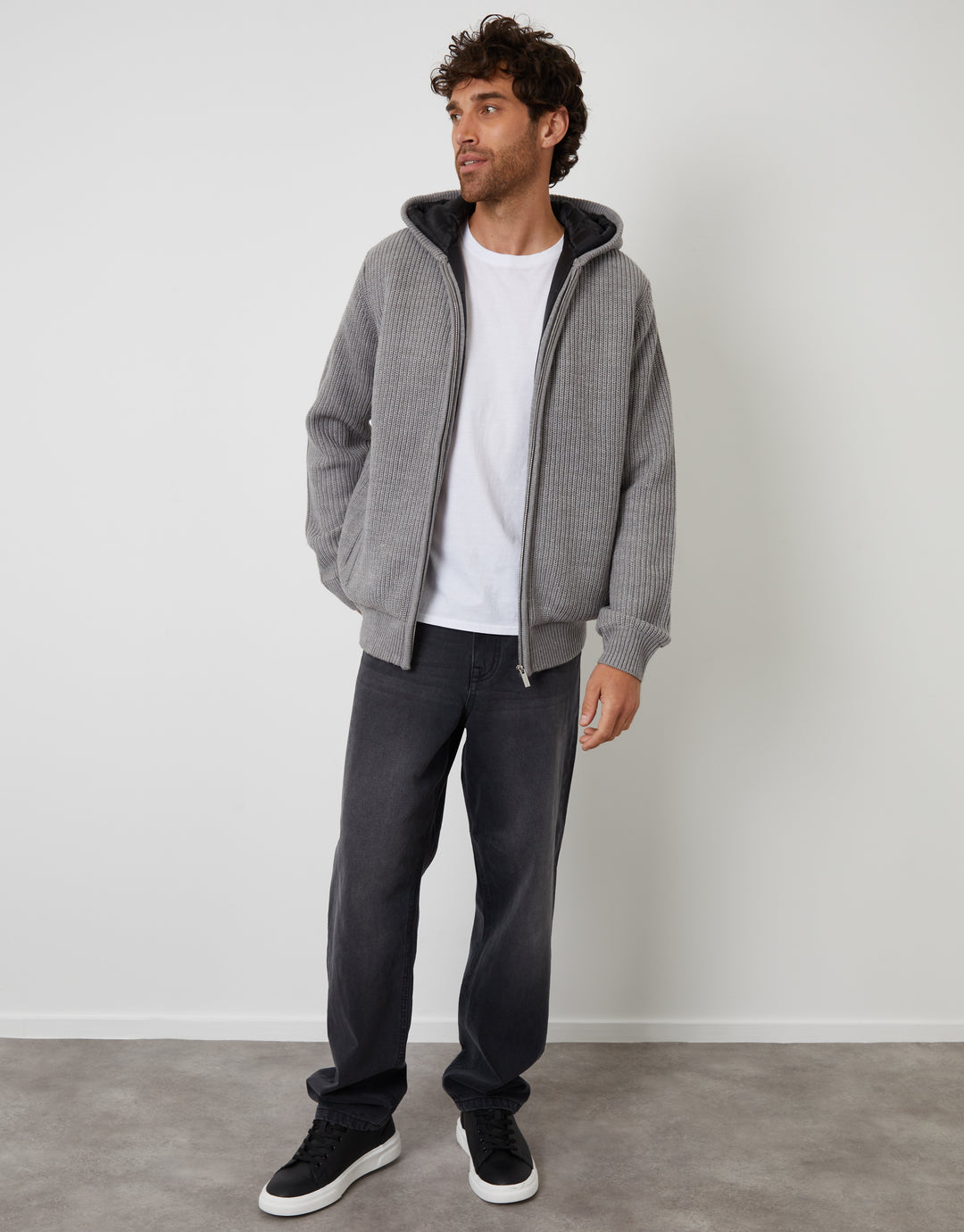 Grey Marl Padded Knitted Jacket