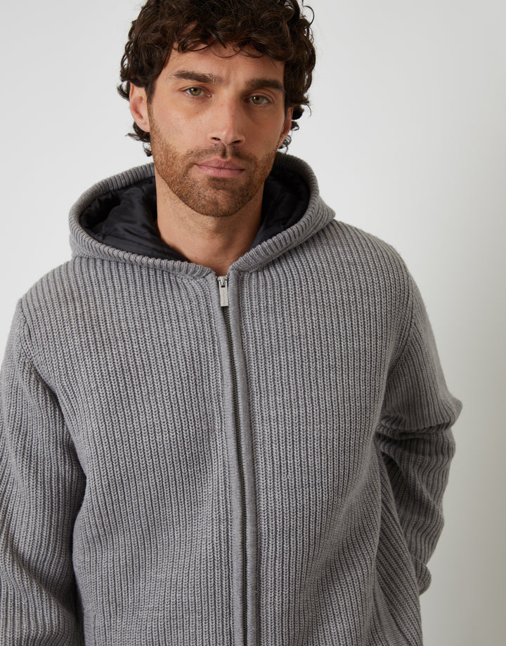 Grey Marl Padded Knitted Jacket