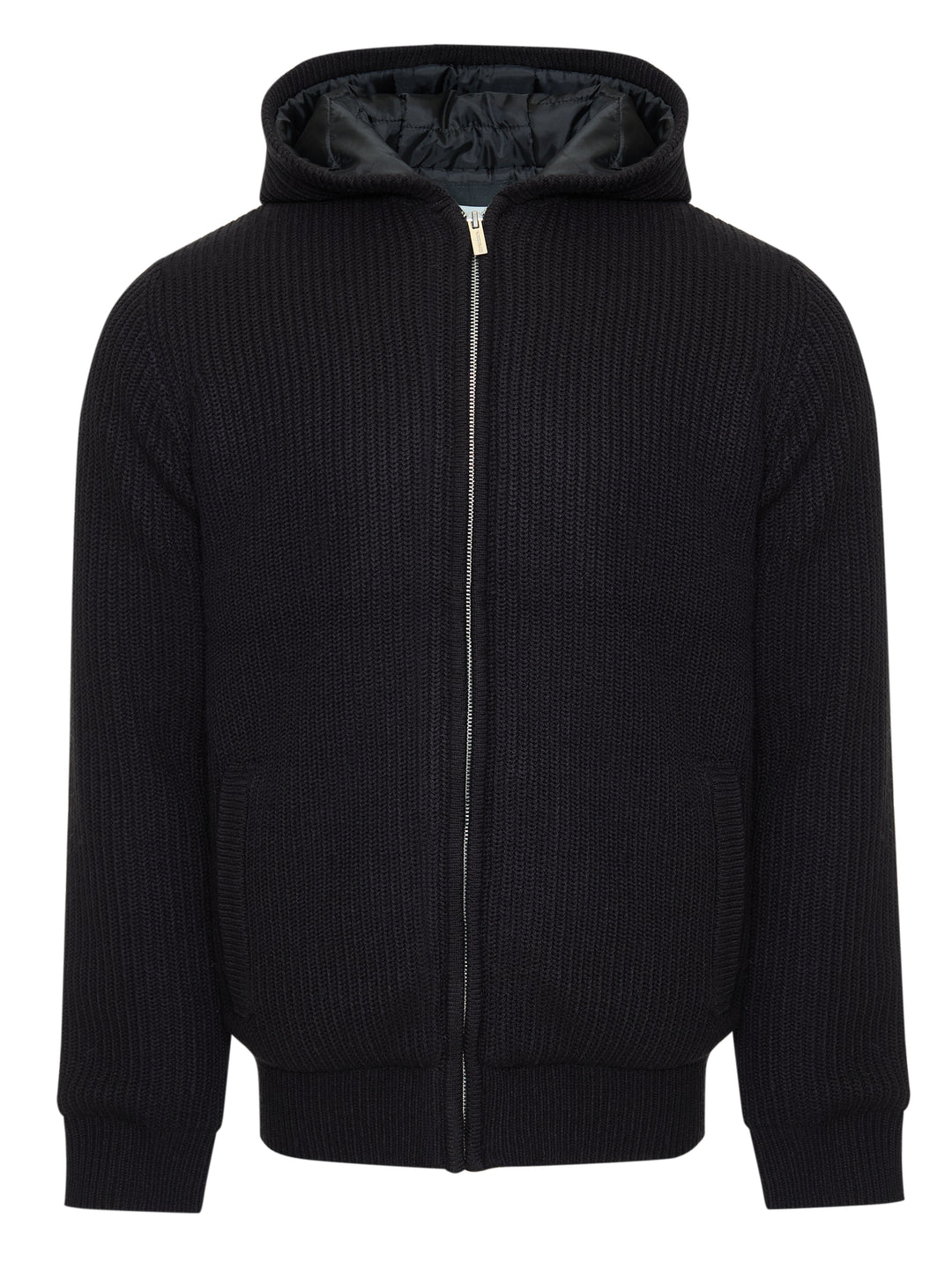 Black Padded Knitted Jacket