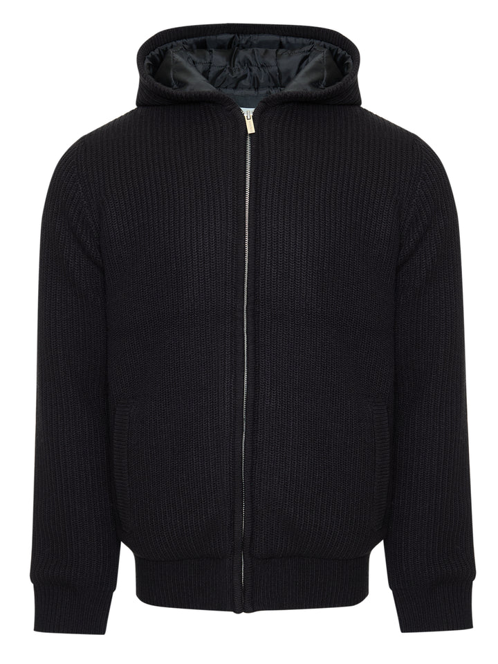 Black Padded Knitted Jacket